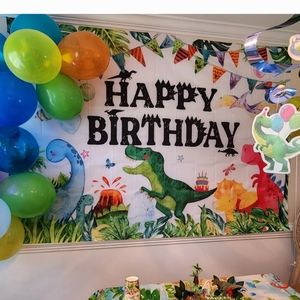 Dinosaur Party Backdrop, 7X5 ft, Extra Large wall banner.